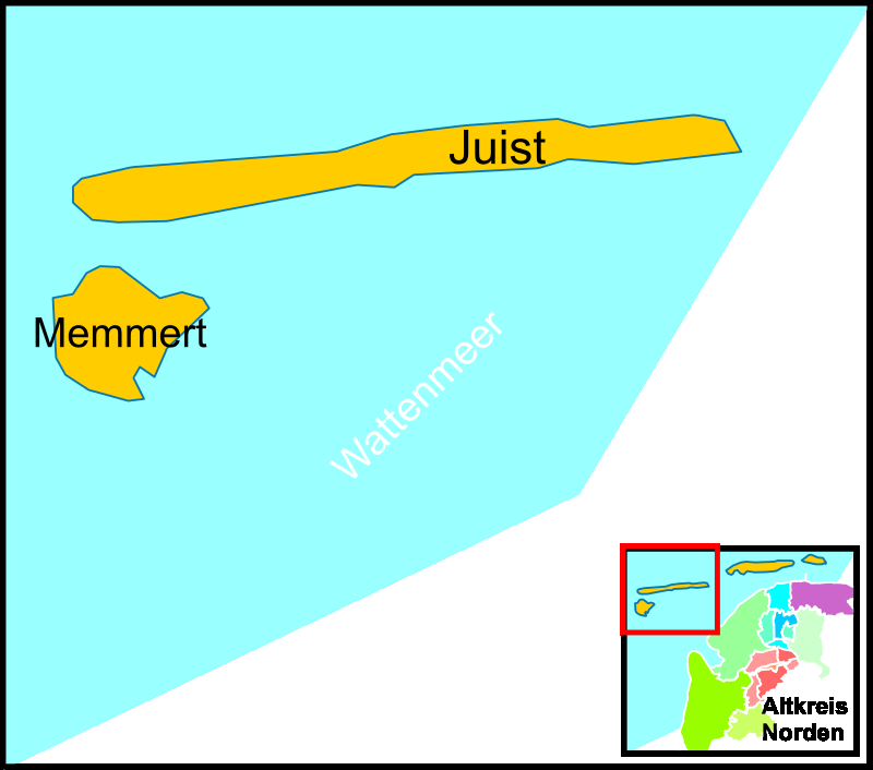 Die Stadt und Insel Juist mit Memmert