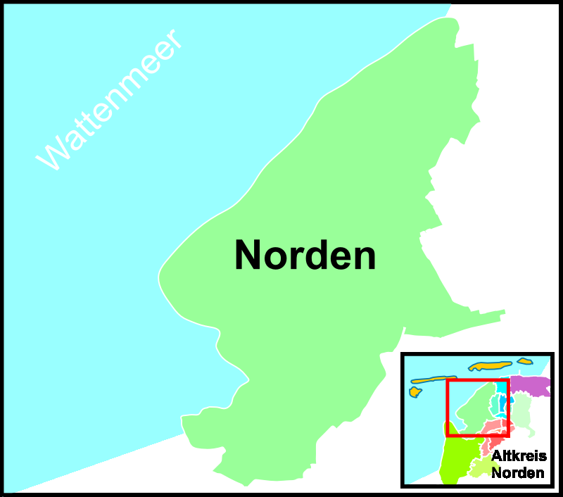 Die Stadt Norden mit Norddeich und dem Norderland
